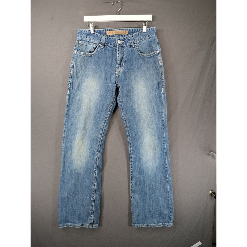 Rock & Roll Cowboy Mens Relaxed‎ Straight Leg Jeans Blue Medium Wash Denim 33x34